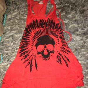Skull side cut tank top